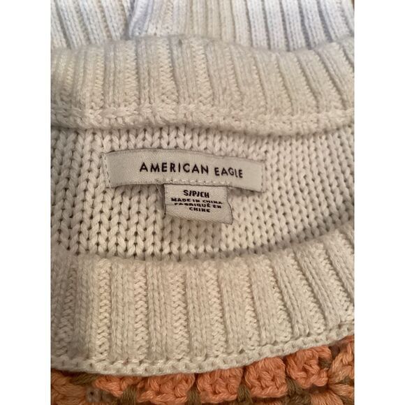 Zara Crochet Granny Square Crewneck Sweater Boho Chic Colorful Knit Pullover - Picture 5 of 6